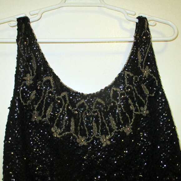 Shirt - Vintage Hand Beaded in Hong Kong  Women's Black Dressy Tank Top - Picture 2 of 13